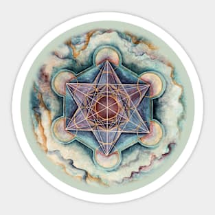 Metatron's Cube Cool Blue Sticker